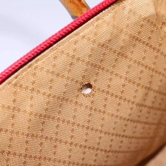 GUCCI Bamboo Hand Bag Suede Red 000 12740290 Auth yt1007 - Picture 10 of 16